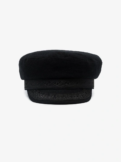 Ann Demeulemeester Black Fisherman Embroidered Trim Hat