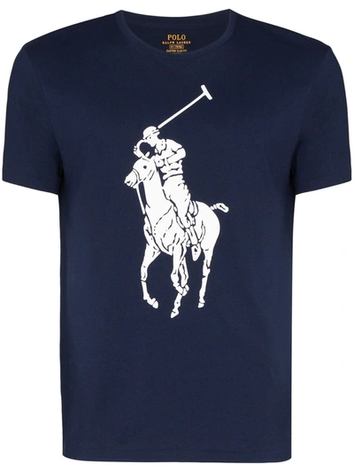 Polo Ralph Lauren Navy Maxi Logo Print T-shirt In Blue