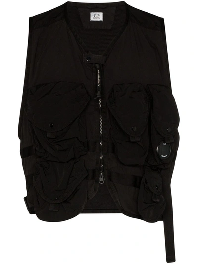 C.p. Company Pocket Detail Utility Gilet In Black