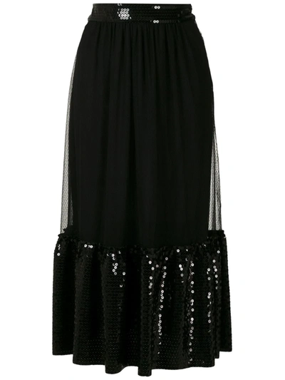 Nk Cometa Sequin Midi Skirt In Black