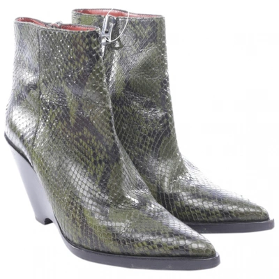 Pre-owned Acne Studios Leather Ankle Boots In Green