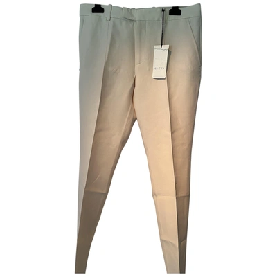 Pre-owned Gucci Silk Straight Trousers In Beige