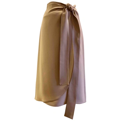 Pre-owned Celine Silk Mid-length Skirt In Beige