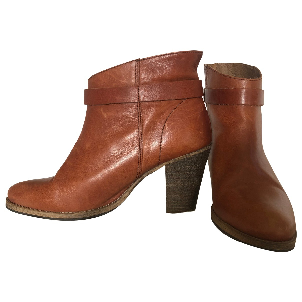Pre-Owned Vanessa Bruno Camel Leather Ankle Boots | ModeSens