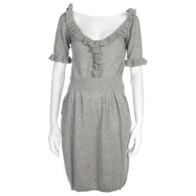 Pre-owned Dior Wool Mid-length Dress In Grey