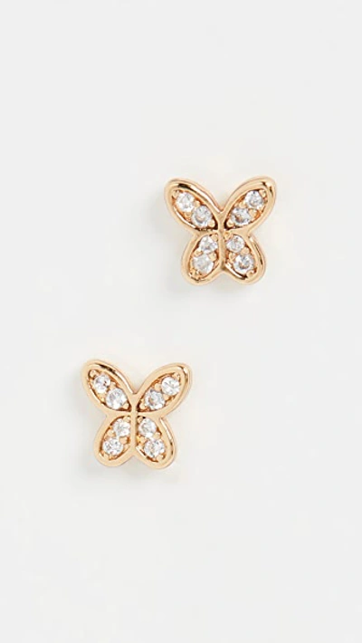 Kate Spade In A Flutter Pave Mini Studs In Clear/gold