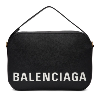 Balenciaga Small Leather Ville Camera Bag In 1090blkwht
