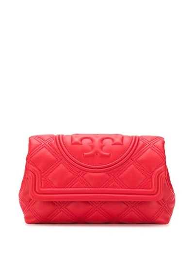 Tory Burch Fleming Quilted Leather Clutch In Red