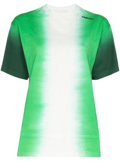 Ambush Tie-dye Logo Print Cotton T-shirt In Green