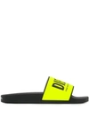 Diesel Logo Engraved Rubber Slide Sandals In Yellow