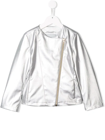 Herno Kids' Off Centre Zip Jacket In Silver