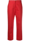 Marni Mid-rise Cropped Straight-leg Trousers In Red