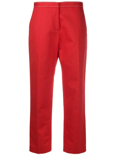 Marni Mid-rise Cropped Straight-leg Trousers In Red