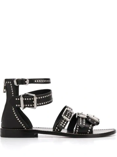 Zadig & Voltaire Womens Noir Ever Buckled Leather Sandals 5 In Black