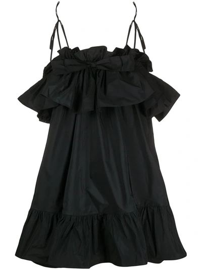 Msgm Ruffle-trimmed A-line Dress In Black