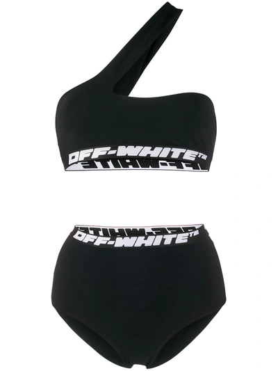 Off-white Asymmetrical High-waisted Bikini In Black