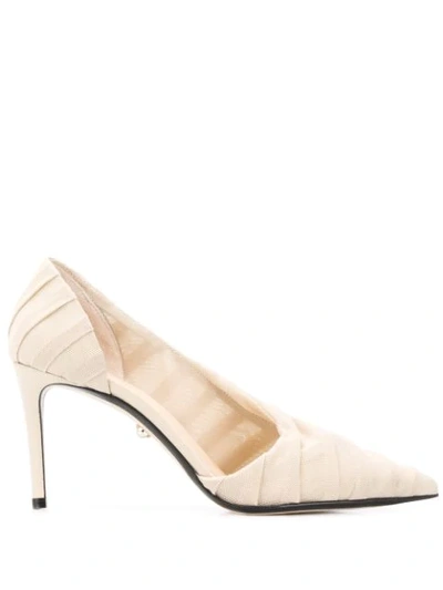 Alevì Star Asymmetric Mesh Pumps In Neutrals