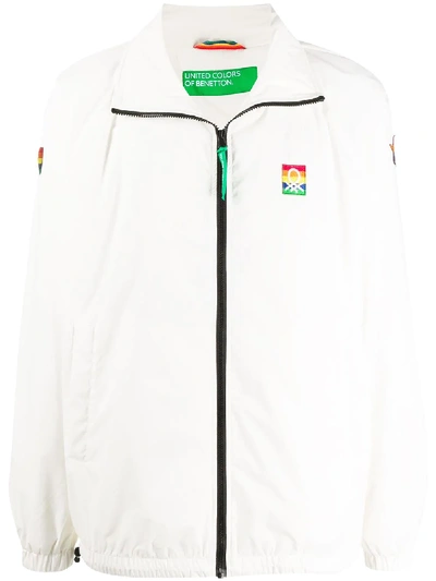 Benetton Striped Flag-print Jacket In White