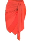 Fisico Sheer Tie Front Sarong In Orange