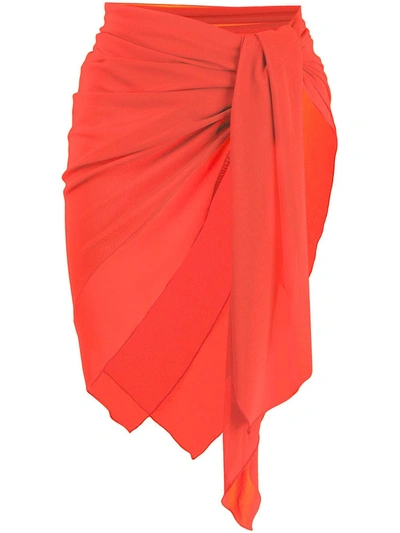 Fisico Cristina Ferrari Sheer Tie Front Sarong In Orange