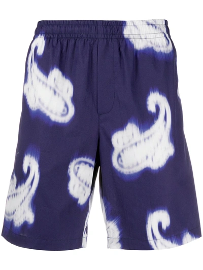 Msgm Paisley-print Bermuda Shorts In Blue/white