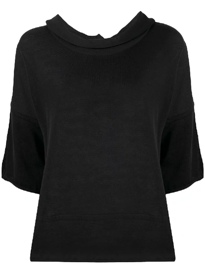 Stagni 47 Cowl Neck Knitted Top In Black
