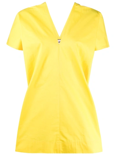 Plan C V-neck Short-sleeve Blouse In Yellow