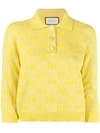 Gucci Gg Embroidered Polo Shirt In Yellow