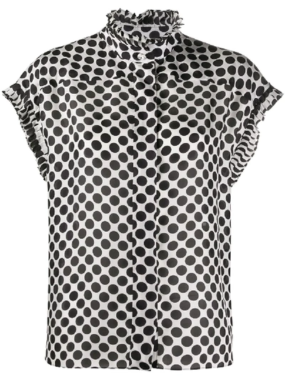 Alexandre Vauthier Polka Dot Print Silk Blouse In White