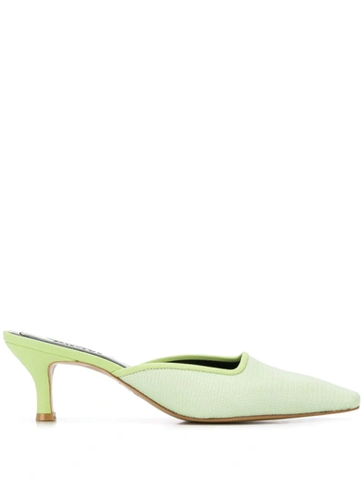 Salondeju Square-toe Crocodile-effect Mules In Green