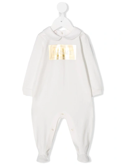 Young Versace Babies' Metallic Logo Pyjamas In White