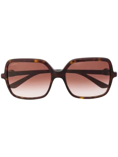 Cartier C Décor Square-frame Sunglasses In Brown