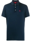 Isaia Logo Embroidered Polo Shirt In Blue