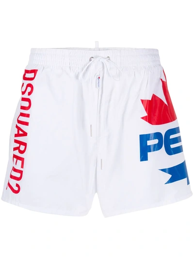 Dsquared2 Logo Print Swim Shorts In White