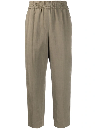 Brunello Cucinelli Cropped Straight Leg Trousers In Brown