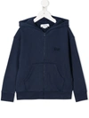 Bonpoint Kids' Zip Up Logo Hoodie In Blue