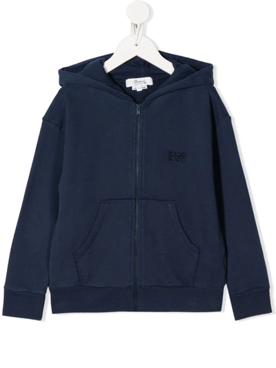 Bonpoint Kids' Zip Up Logo Hoodie In Blue