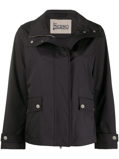 Herno High-neck Boxy Jacket In Blue