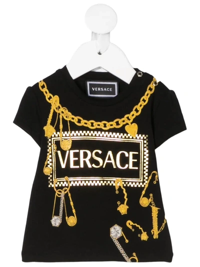 Young Versace Babies' T-shirt Mit Print In Black