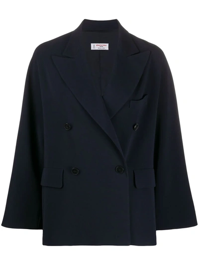 Alberto Biani Double-breasted Fitted Coat In Blue