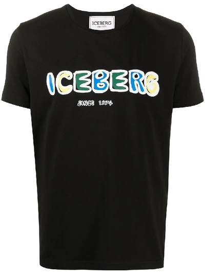Iceberg Logo Print T-shirt In Black