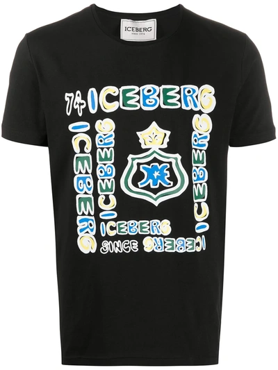 Iceberg Logo Print T-shirt In Black