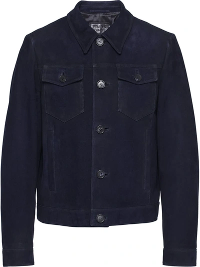 Prada Buttoned Jacket In Blue