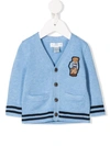Ralph Lauren Babies' Teddy Bear Applique Cardigan In Blue