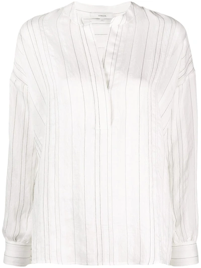 Vince Striped-print V-neck Blouse In White