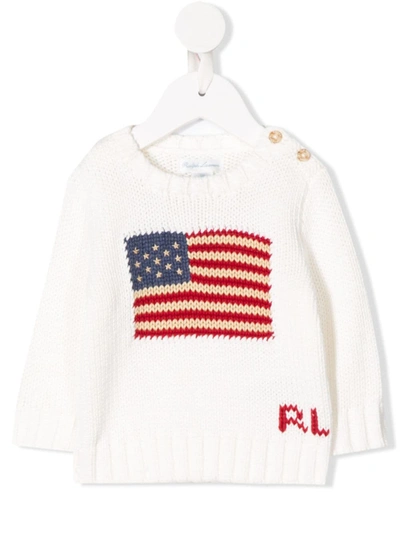 Ralph Lauren Babies' Flag Knit Jumper In White