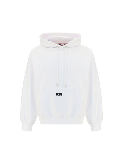 Gcds Logo-print Cotton Hoodie In White