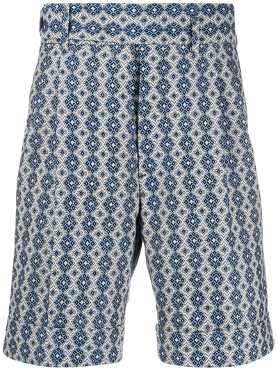 Gabriele Pasini Geometric Printed Tailored Shorts In Blue
