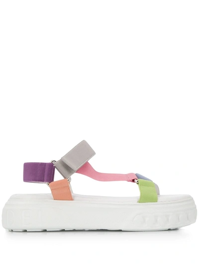 Casadei Multicolour Strap Platform Sandals In Pink