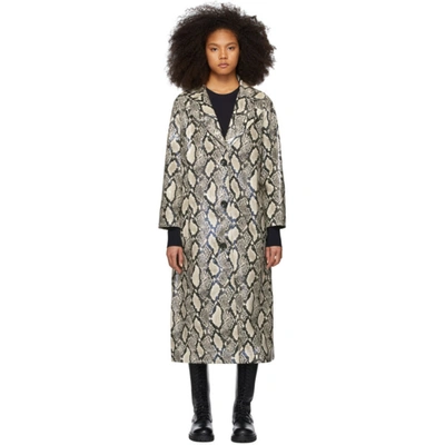 Stand Studio Mollie Snake-print Faux Leather Coat In Brown